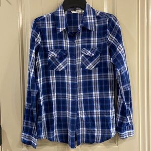 Plaid Button Down Blouse by Cotton Daisy Brand. EUC!